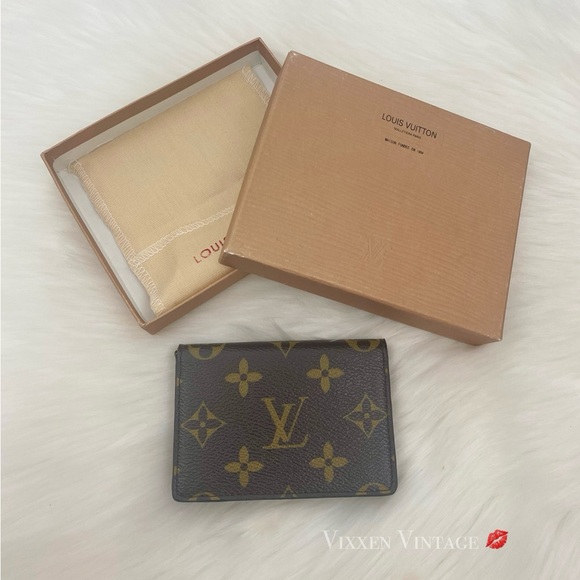 LOUIS VUITTON FAUX LEATHER BROWN MONOGRAM COATED CANVAS CARD CASE - Picture 1 of 4